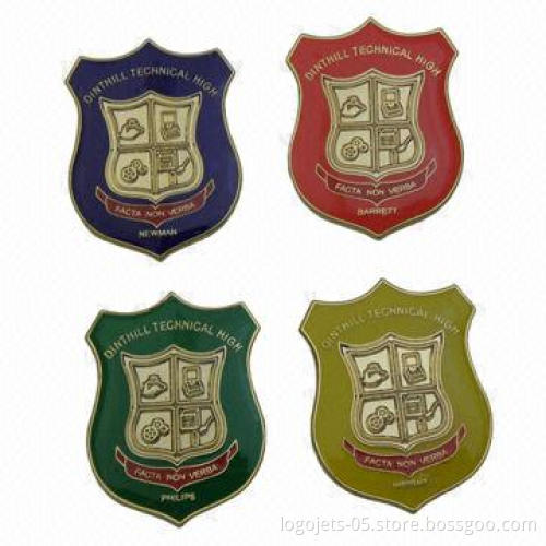 Metal Lapel Pins/Badges, Available in Different Types of Finishes, Customized Designs are Welcome